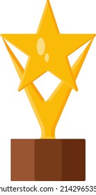 Golden trophy, illustration, vector on a white background.