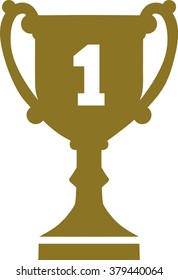 Golden trophy with number one