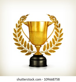 Golden trophy, old style vector isolated