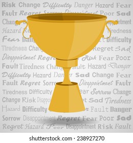 Golden trophy on black negative situation wording background (EPS10 art vector separate part by part)