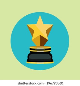 golden trophy with one star flat icon vector 