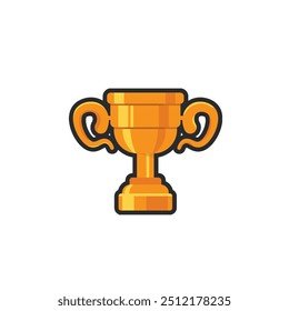 golden trophy in outline flat vector design.