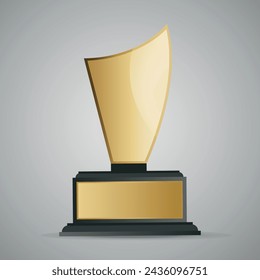 Golden trophy Realistic award on stand Shiny cup to winner in vector