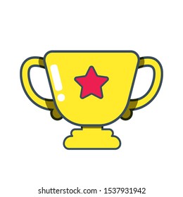 Golden trophy with a red star. vector illustration. winner illustration