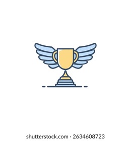 Golden trophy soars above podium celebration achievement graphic
