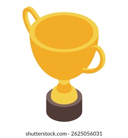 Golden trophy is standing on a round podium, symbolizing victory and achievement in a competition