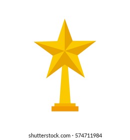 golden trophy in star shape icon over white background. colorful design. vector illustration