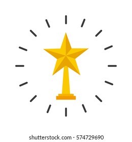 golden trophy in star shape icon over white background. colorful design. vector illustration