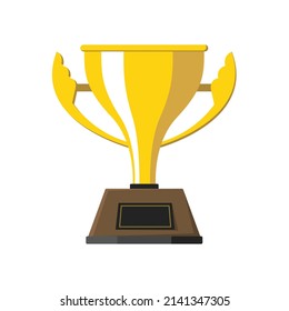 Golden trophy in trendy flat design isolated vector on white background, objects  graphic design.