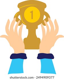 The golden trophy vector icon	
