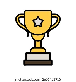 Ícone de vetor de troféu de ouro simbolizando vitória, conquista e sucesso em competições ou prêmios.