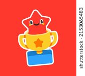 golden trophy vector with star