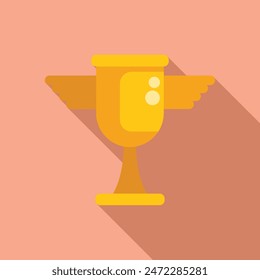 Trofeo de oro con alas que toman vuelo como símbolo de logro. Éxito. Y la victoria en una competición. Desafío. O alcanzar un objetivo. Representando la aspiración. Ambición