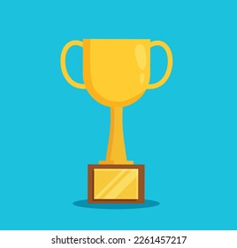 golden trophy winner cup isolated vector illustration