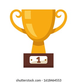 Golden trophy, winners cup design on white background, vector illustration