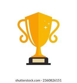 Trofeo dorado, copa ganadora icono del vector plano oro copa con estrella aislada en fondo blanco