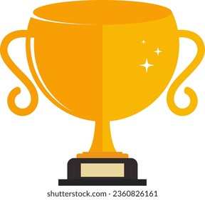Golden trophy, winning cup flat vector icon gold winner cup with star isolated on white background