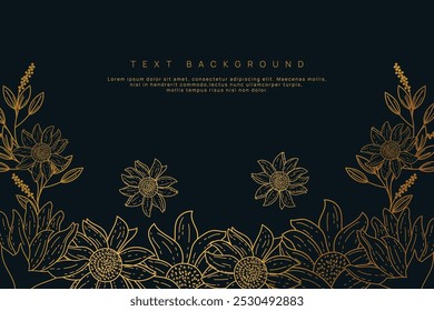 Golden tropical leaf line art wallpaper background vector. Natural leaves pattern design in minimalist linear.
