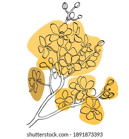 Golden Tropical orchid flower. Floral botanical flower. Isolated illustration element. Vector wildflower for background, texture, wrapper pattern, frame or border.