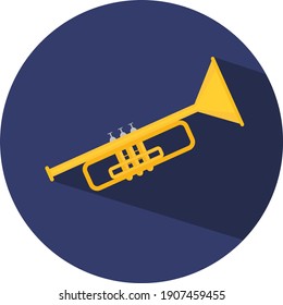 Golden trumpet, illustration, vector on a white background.
