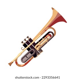 golden trumpet instrument blowing wind isolated