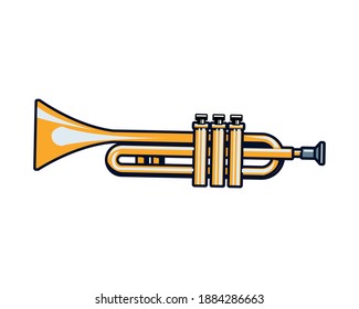 golden trumpet musical instrument isolated icon vector illustration design