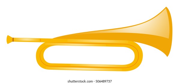 Golden trumpet on white background illustration