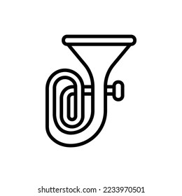 Golden Trumpet Outline Icon Vector Illustration