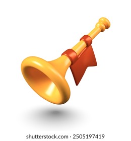 Golden trumpet of royal troubadour. Harold musical instrument