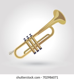 Golden trumpet. Vector clipart