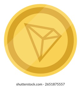 Dourado TRX moeda criptomoeda isolado no fundo branco. Tron TRX ícone de design de logotipo. Ilustração vetorial