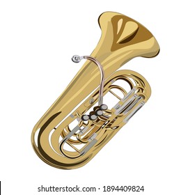 golden tuba classic orchestra brass instrument realism isolated white background