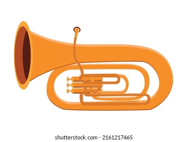 Golden tuba vector design. Tuba clipart. Tuba musical wind instrument flat cartoon style vector illustration isolated on white background