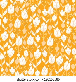 Golden tulips flowers seamless pattern background