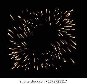 ilustración vectorial de fondo de las estrellas de doble trazo dorado. vector del cometa de meteoros de fuegos artificiales
