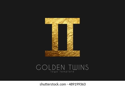 Golden twins. Golden zodiac sign. Twins zodiac
