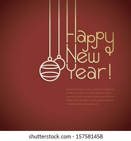 Golden Typography Composition "Happy New Year" at Red Background