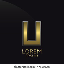 Golden U Letter emblem. Business logo template