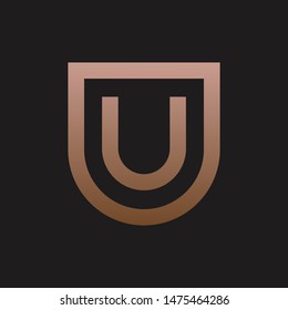 Golden U letter logo design 