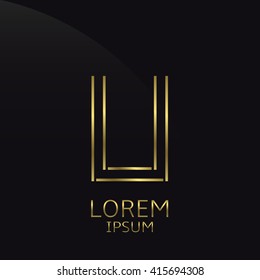Golden U Letter logo. Elegant luxury logotype symbol