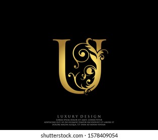 Golden U Luxury Logo Icon, Vintage Letter Logo Design.