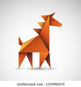 golden unicorn origami vector