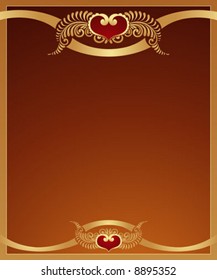 Dorado San Valentín con corazones.  Ilustración vectorial.