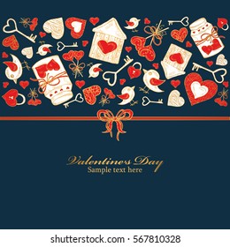 Golden Valentine's day background. hand drawn