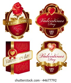 Golden valentines frames with heart