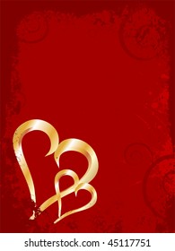 golden valentines hearts - vector