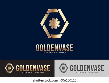 Golden Vase Logo Template Design Vector 