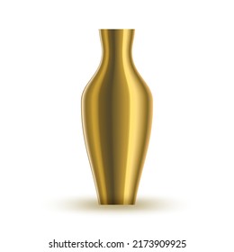 Golden vase. Shiny gold vase isolated on white background. Vector illustration.