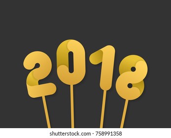 Golden vector 2018 numbers for new year design.