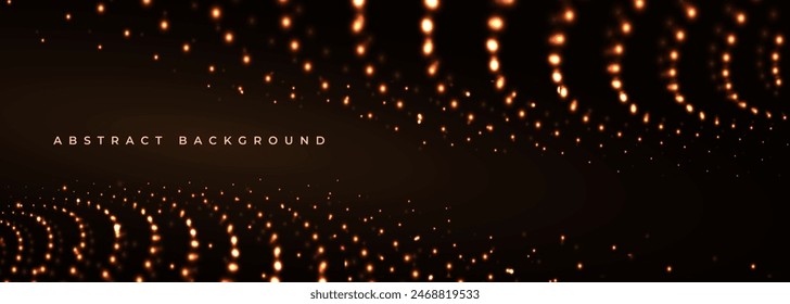 Vector dorado abstracto digital partícula punto ondas sobre fondo negro. Gran Anuncio de partículas de alta tecnología futurista de tecnología de datos e IA